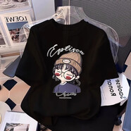 一寸相思白色短袖t恤女2025夏季新款洋氣百搭純棉夏裝小個(gè)子半袖上衣體恤 黑色-戴帽女孩 L (110-125斤）