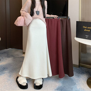 妹丫2025冬新款網(wǎng)紅毛呢半身裙氣質(zhì)中長(cháng)魚(yú)尾裙加絨半身裙子百搭 奶白色 M