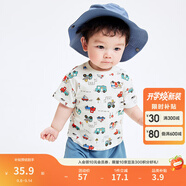 巴拉巴拉嬰兒t恤寶寶打底衫女童上衣男短袖夏季全棉可愛(ài) 綠紅色調00346 110
