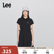 Lee25新品修身版翻領(lǐng)黑色女短袖polo連衣裙顯瘦休閑LWT009861205