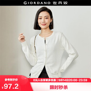 佐丹奴針織衫女精梳純棉抗起球空調衫氣質(zhì)圓領(lǐng)針織開(kāi)衫女18354003