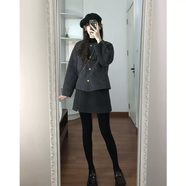 2025超火小香風(fēng)毛呢外套半裙套裝女巨好看的秋冬裝穿搭一整套搭配 毛呢半身裙內搭三件套 XXS S