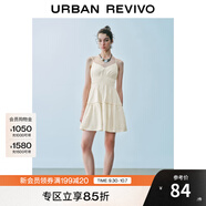 UR2025夏季新款女裝波嬉風V領肌理感吊帶連衣裙UYY750019 裸杏色 S