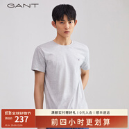 GANT【100%棉】GANT/甘特男士短袖圓領(lǐng)親膚透氣刺繡純色休閑重磅T恤潮 94淺灰色 M