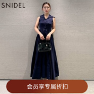 SNIDEL2025秋冬新品氣質翻領無袖收腰A字襯衫連衣裙SWFO254018 深藍 M （1）