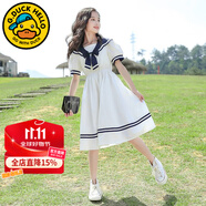 G.DUCKKIDS童裝女童連衣裙夏季兒童夏裝2023新款公主裙中大童女孩夏天裙子洋 白色【蝴蝶結(jié)學(xué)院風(fēng)】 110 尺碼4~5歲【100-110cm】cm