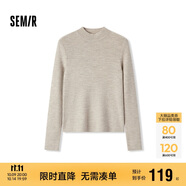 森馬（Semir）毛衣女冬季舒適緊身半高領(lǐng)正肩純色羊毛衫顯瘦打底衫101724107003