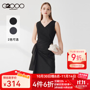 G2000女裝連衣裙2025年春季新款V領(lǐng)不規(guī)則收腰顯瘦時(shí)尚潮流連身裙21731 黑色/99 M /36