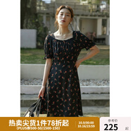 獨束大碼女裝抽繩設(shè)計碎花連衣裙女夏季新款胖mm法式茶歇裙 短款 2XL