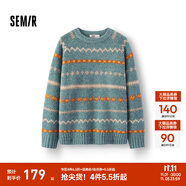森馬（Semir）毛衫男冬季費爾島提花針織衫2025新款情侶復古套頭毛衣 綠色調(diào)00344（無幻彩紗） 【無幻彩效果】 XS
