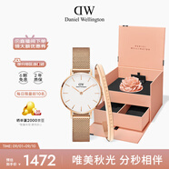 丹尼爾惠靈頓（DanielWellington）DW女表28mm歐美簡約白盤石英腕表七夕禮物DW00100219+小手鐲