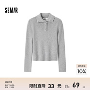森馬毛衣女短款高領(lǐng)正肩緊身套頭衫休閑風(fēng)冬季顯瘦打底衫簡(jiǎn)約氣質(zhì) 中花灰00510 170/92A/XL
