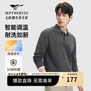 七匹狼短袖t恤抗菌涼感男夏保羅衫男士POLO衫翻領(lǐng)男裝多彩時尚百搭上衣 002(黑灰)長袖5888 L 170/88A