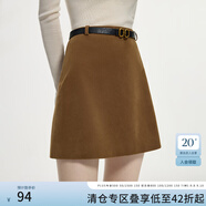 范思藍恩復古辣妹百搭高腰顯瘦包臀短裙女秋冬2024新款裙子14432 棕色 M