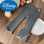 迪士尼（Disney）女童時(shí)尚修身春秋休閑褲女寶寶蝴蝶結一體絨喇叭褲兒童加絨打底褲 灰色 80cm