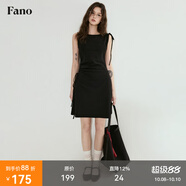 fano studios范洛Fano 小黑裙針織連衣裙女夏顯瘦設(shè)計(jì)感小眾不對(duì)稱抽繩小個(gè)子 黑色第二批 M