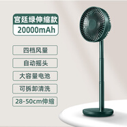 索伯（sobe） 小風扇USB可充電風扇迷你風扇學生宿舍辦公室自動搖頭桌面風扇便攜式小型風扇伸縮風扇 宮廷綠伸縮版【自動搖頭+四檔調(diào)節(jié)+20000毫安】