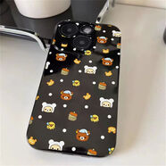 天啟世紀輕松熊可愛(ài)適用蘋(píng)果11手機殼iPhone12/13/14/15/16promax亮面黑6/7/8plus直邊xr卡通xsmax防摔保護 光面高級黑-【滿(mǎn)屏帽子小熊】 iPhone 5S