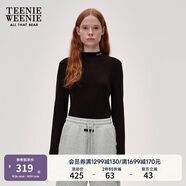 Teenie Weenie小熊女裝簡(jiǎn)約簡(jiǎn)約冬裝吸濕發(fā)熱抓絨半高領(lǐng)打底衫T恤 黑色 M (165)