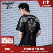 BOY LONDON【暗黑羅盤】夏情侶款短袖權杖印花炸街潮牌T恤N01906 N0103902 L