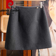 皮爾卡丹（pierre cardin）半身裙2025秋季新款高腰A字短裙大尺碼時尚顯瘦毛呢帶內(nèi)襯包臀裙 灰色 3XL 【160-180斤】