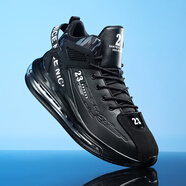 古卡頓（GUKADUN）男鞋網(wǎng)面休閑運動(dòng)鞋子男秋冬季莆田男生跑步網(wǎng)鞋飛馬學(xué)生跑鞋透氣 黑色-氣墊款 LA90 42