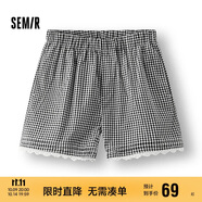森馬（Semir）休閑褲女寬松松緊腰溫柔2025夏季甜美風(fēng)蕾絲花邊短褲109325125002