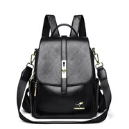 金伯利袋鼠雙肩包女真皮感2026新款時(shí)尚休閑輕便通勤軟皮旅行背包 黑色【店鋪新款】