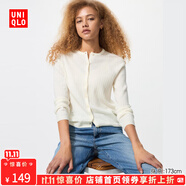 優(yōu)衣庫(kù)【驚喜價(jià)】女裝精紡美利奴羊毛羅紋圓領(lǐng)針織短開衫/478336 01 乳白色 L /160/88A