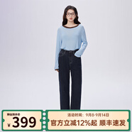 艾萊依（ERAL）直筒牛仔褲女新款羽絨褲深牛仔藍(lán)高腰休閑百搭秋冬長(zhǎng)褲 深牛仔藍(lán) S 155【建議80-110斤】