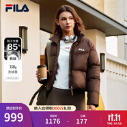 FILA官方女士羽絨服2025冬季新款運(yùn)動(dòng)短款寬松保暖立領(lǐng)外套 深巖褐-BN XS 155/76A/XS