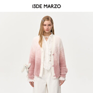 13DE MARZO女士 玩偶漸變蝙蝠袖針織開(kāi)衫休閑時(shí)尚毛衣短款外套 粉色 S