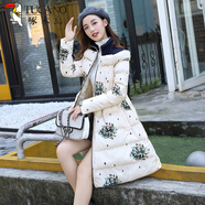 啄木鳥(niǎo)加厚棉衣女中長(cháng)款韓版羽.絨棉服冬季A字收顯瘦蓬蓬裙擺羽.絨棉襖 米白色 3XL 【建議133-145斤】