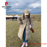 皮爾卡丹（pierre cardin）品牌高檔羽絨棉衣棉服外套女冬天小個(gè)子中長(cháng)款韓版oversize面包服 深卡其布色 S