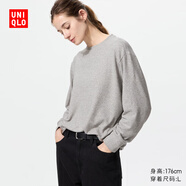 優(yōu)衣庫女裝柔軟針織搖粒絨圓領(lǐng)套頭衫/長(cháng)袖抓絨衛衣T恤新款479609 479609/03灰色 M
