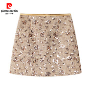 皮爾卡丹（pierre cardin）2025新款亮片高腰半身裙 秋冬包臀A字短裙 銀色金色亮片短裙 金色 L