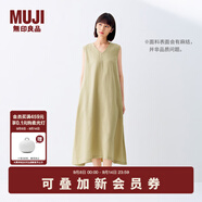 無印良品（MUJI）女式 棉 漢麻 無袖連衣裙女裝裙子夏季 連身裙長裙 BCD91C5S 黃色 M （160/84A）