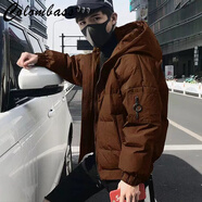 Colombass 潮牌加厚羽絨服男冬季新款男士短款潮流寬松連帽羽絨冬裝外套 焦糖色 （絨子含量90%） L (建議115-130斤)