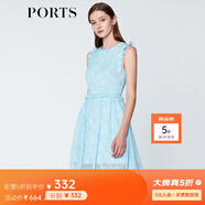 PORTS寶姿商場同款 新品女裝甜美木耳邊裝飾無袖連衣裙SN8D027HPP022 煙波色 M (6)