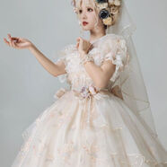 莉塔羅莎奈婷醬正版原創(chuàng)lolita正品花神芙洛拉洋裝花嫁裙重工禮服 [完爆大全套]花神+全套配件+裙撐 S[建議65-85斤] 均碼