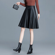 筑凡胖妹妹加肥加大碼女短裙皮裙半身裙女秋冬2025新款氣質(zhì)顯瘦傘裙 黑色 M 2尺