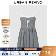 UR2024秋季新款女裝經(jīng)典復(fù)古休閑黑格紋吊帶連衣裙UYU740012