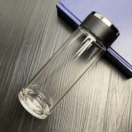 明霞玻璃杯400ml帶蓋防漏男女同款 黑色 400ml