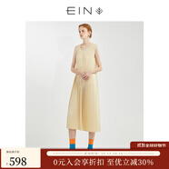 EIN【百褶天使裙】EIN言小清新簡(jiǎn)約絲棉多巴胺打底連衣裙夏季新款 淺杏  S