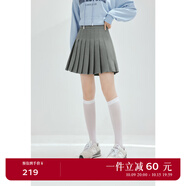 詩凡黎（'SEIFINI）同款半身裙夏新款jk裙子學(xué)院風(fēng)短裙黑色a字百褶裙 中灰 L