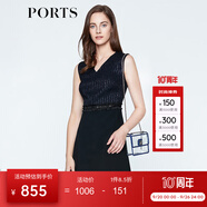 PORTS寶姿 新品 女裝優(yōu)雅無袖V領(lǐng)流蘇連衣裙LN8D123KWB008 黑色 XS (2)
