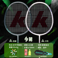 川崎（KAWASAKI）羽毛球拍雙拍超輕碳素中桿攻守平衡令箭對拍 灰綠+小白（已穿線(xiàn)）