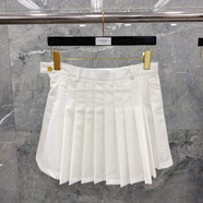 湯姆 布朗TB夏季女款基礎迷你紐扣拉鏈半身百褶裙日常穿搭百搭時(shí)尚 白色 S 0碼=