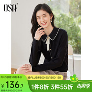 歐莎（OSA）千金小香風(fēng)減齡內(nèi)搭娃娃領(lǐng)針織衫2025秋新款打底衫毛衣女上衣氣質(zhì) 黑色A S