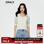 ONLY淑女泡泡袖花朵拼接套頭短袖針織衫女|123213003 A01 西克雷斯特SEACREST S 160/80A